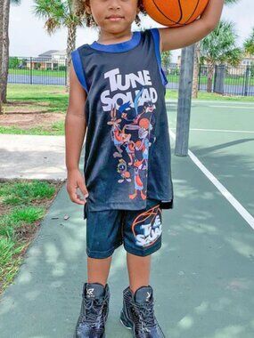 Space Jam Tune Squad Jersey Shorts 2-PC Set Size Youth 10-12/L - Black/Blue